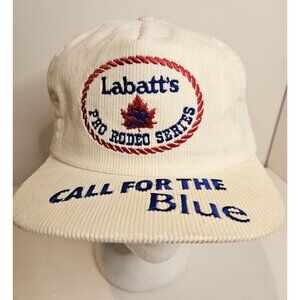 Vintage Labatts Beer Corduroy White Hat Cap Snapback Pro Rodeo Series